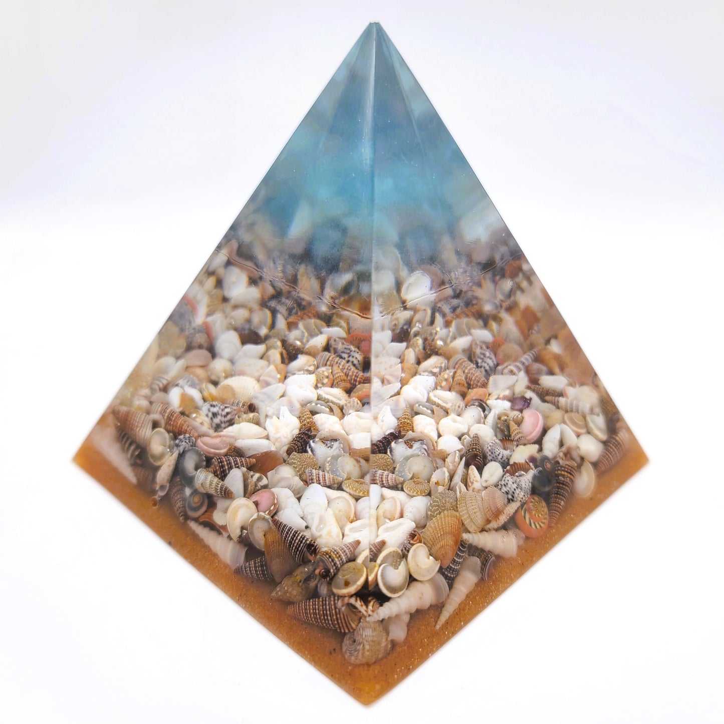 Ocean Themed Orgonite Pyramid Made w/ Eco-Friendly Epoxy Resin