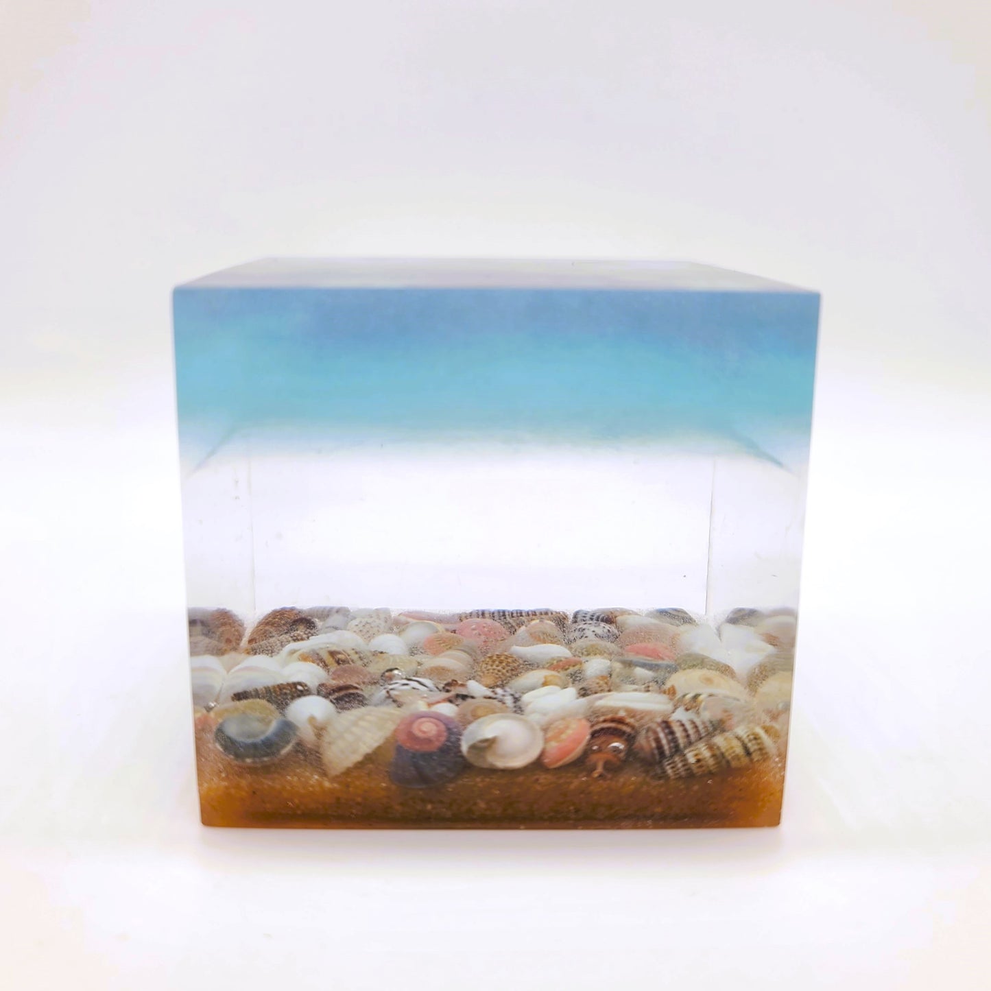 4" Resin Ocean Themed Cube - Eco-Friendly