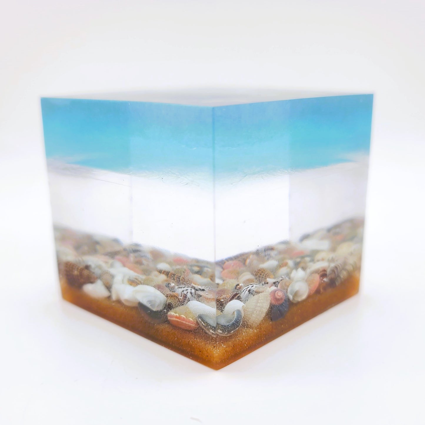 4" Resin Ocean Themed Cube - Eco-Friendly