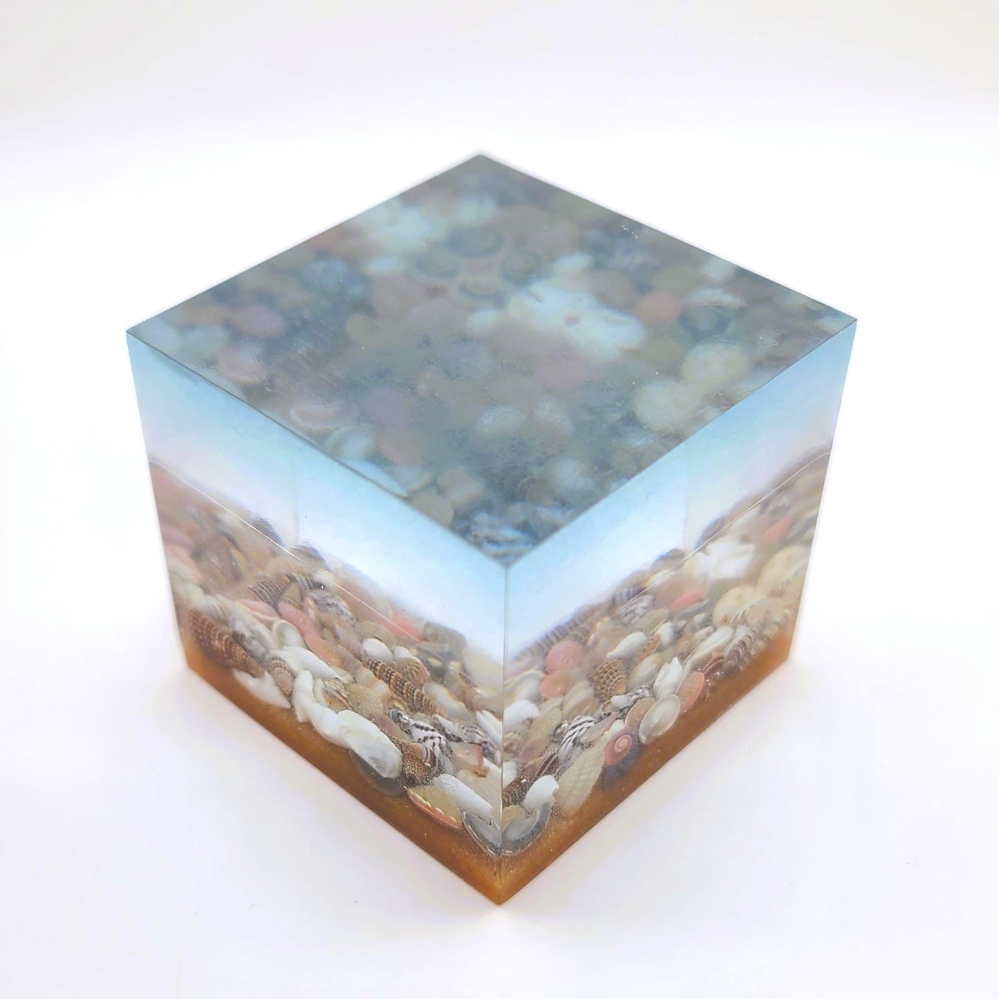 4" Resin Ocean Themed Cube - Eco-Friendly