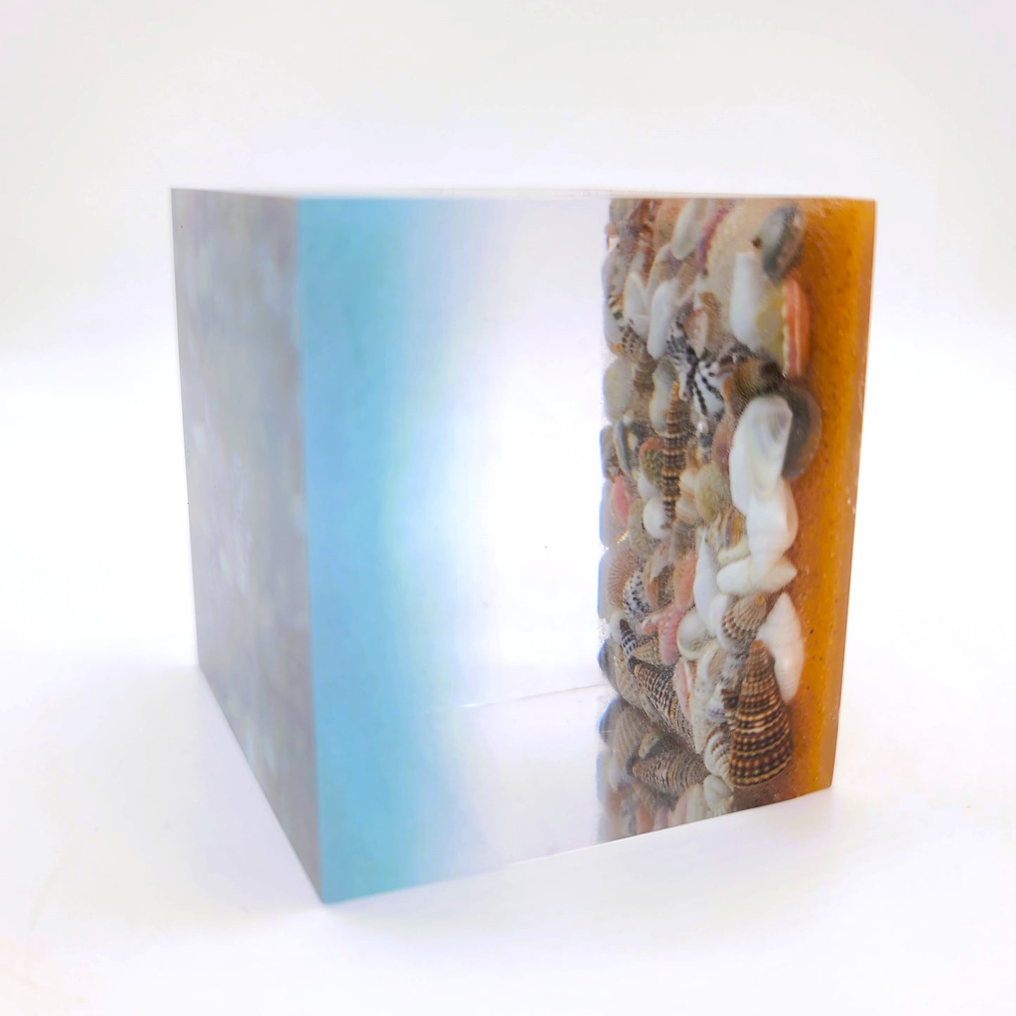 4" Resin Ocean Themed Cube - Eco-Friendly