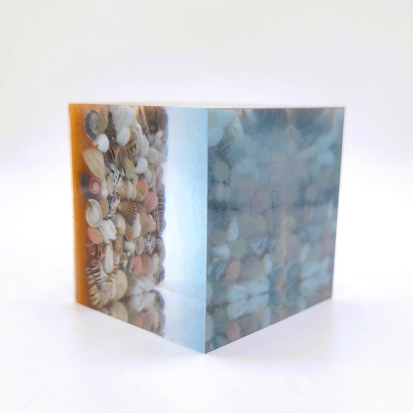 4" Resin Ocean Themed Cube - Eco-Friendly