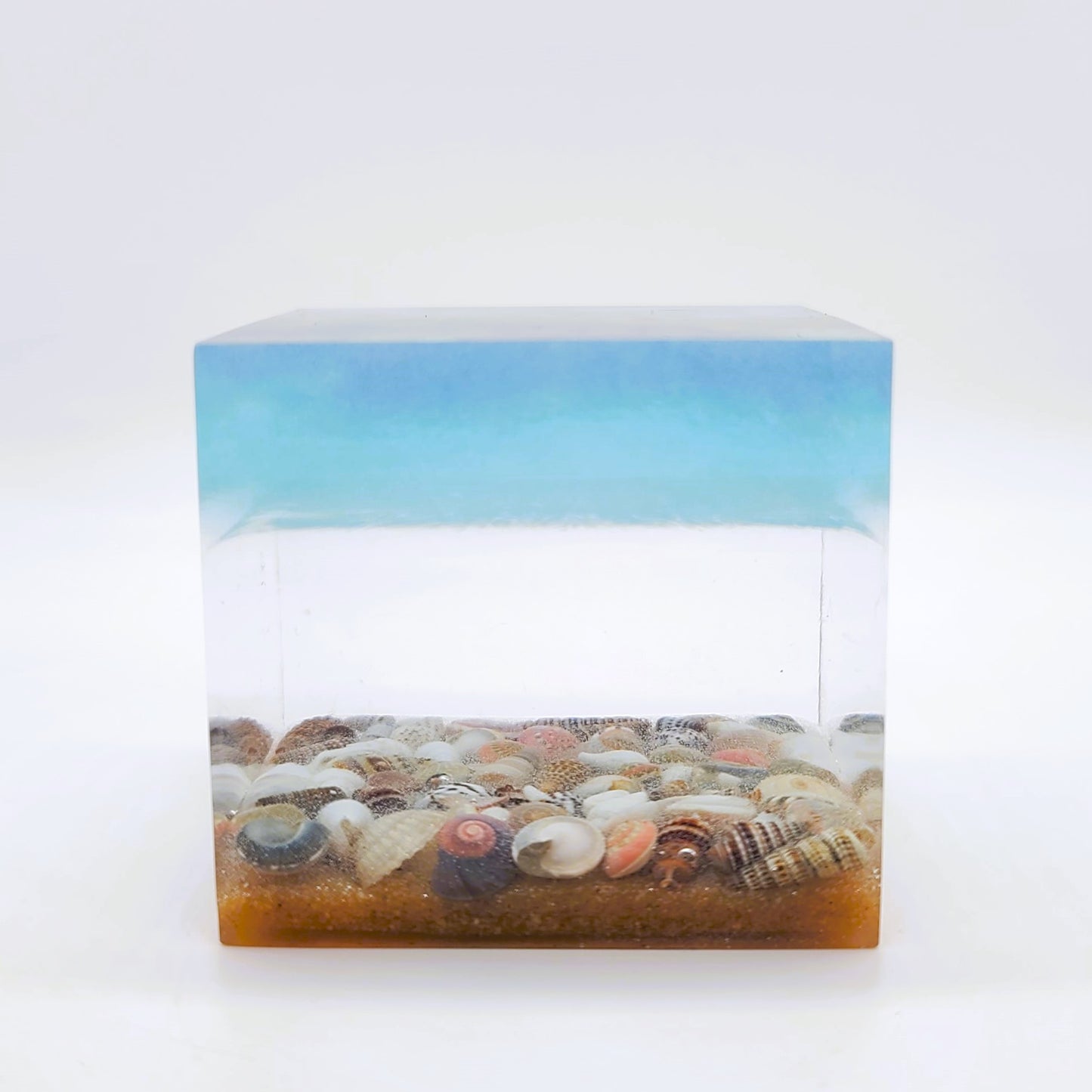 4" Resin Ocean Themed Cube - Eco-Friendly