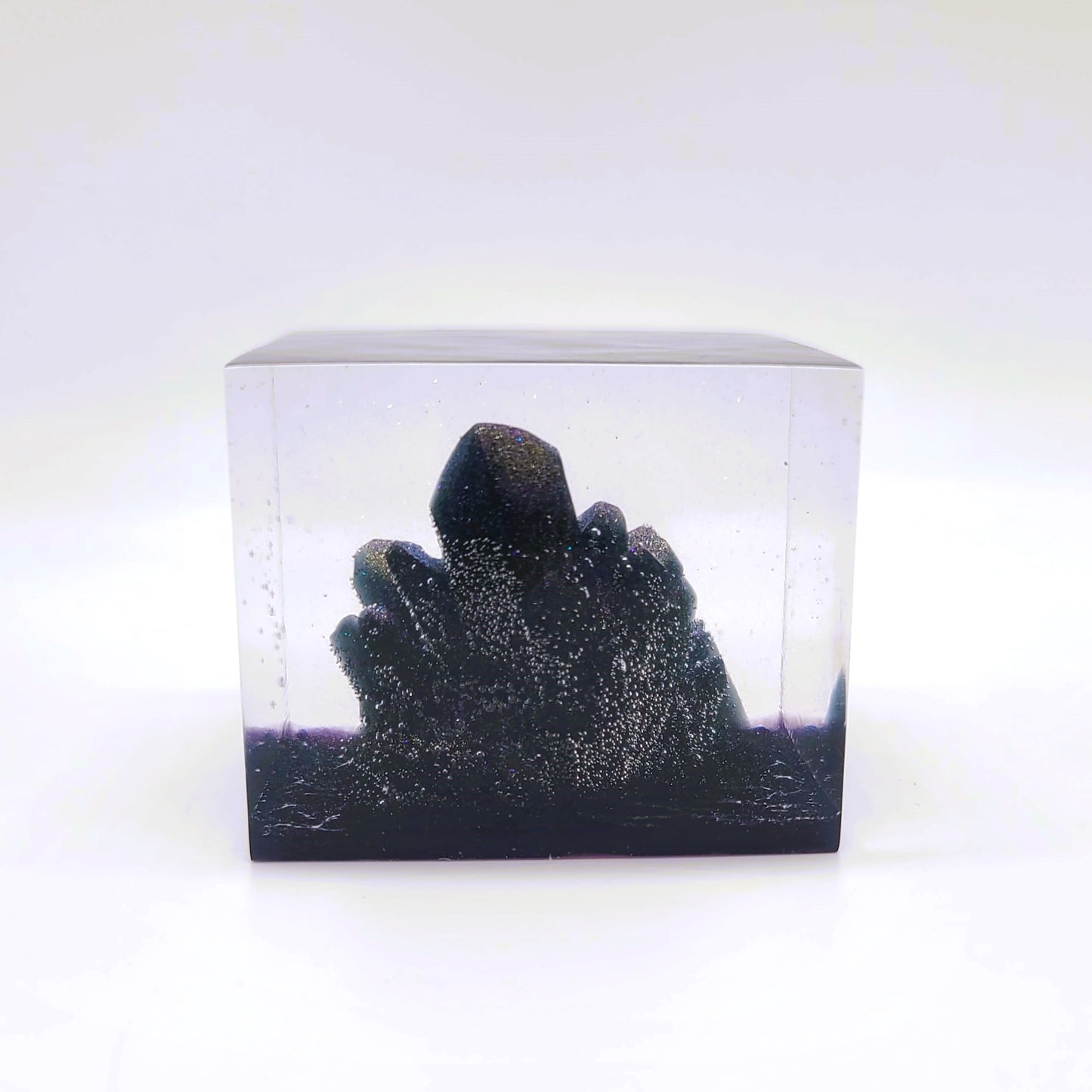 3" Resin Purple Crystal Quartz Cluster Cube
