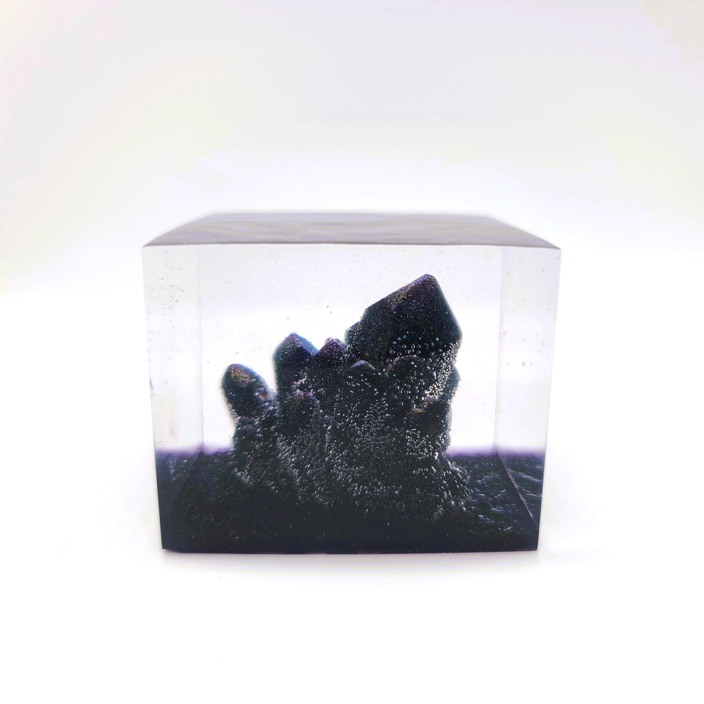 3" Resin Purple Crystal Quartz Cluster Cube