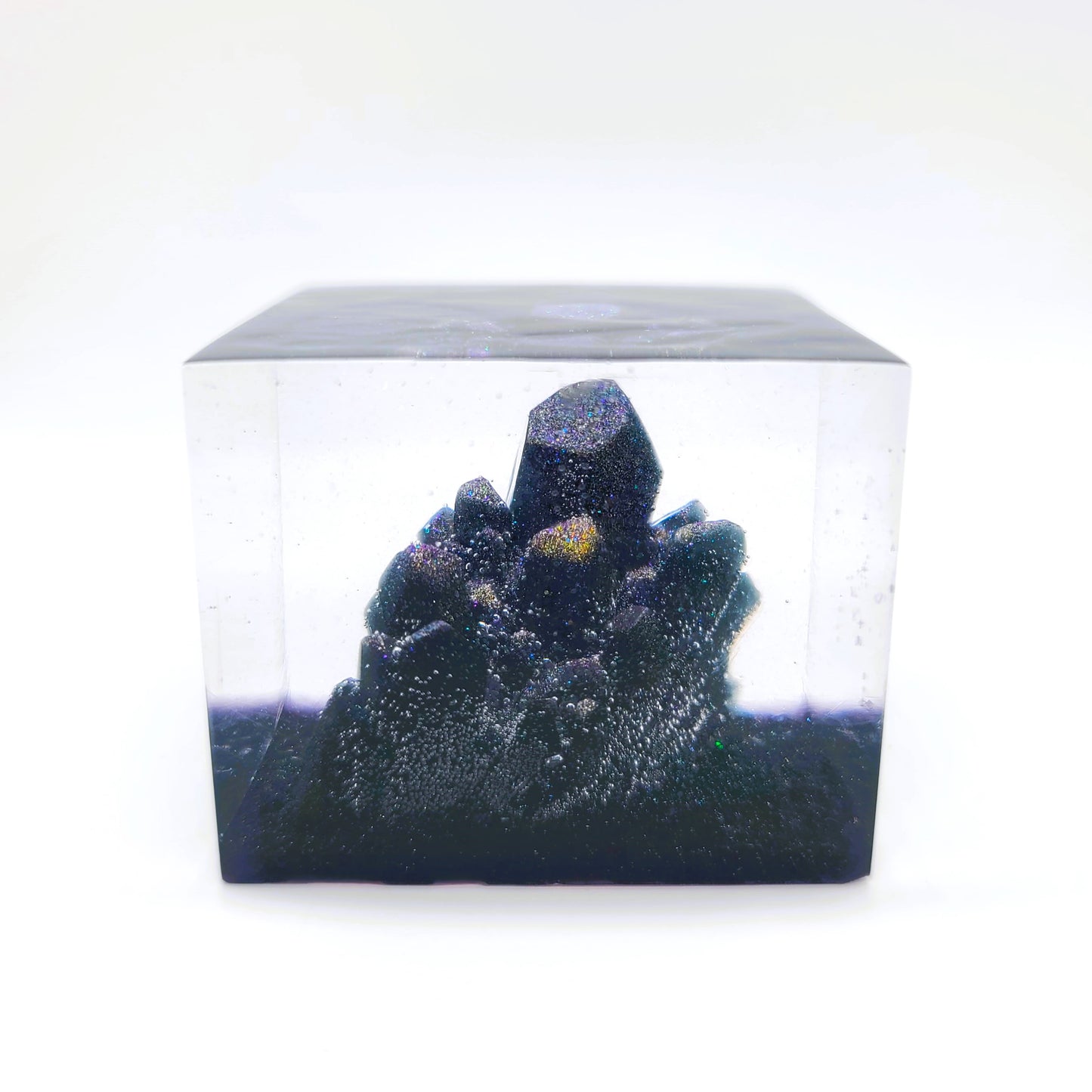 3" Resin Purple Crystal Quartz Cluster Cube