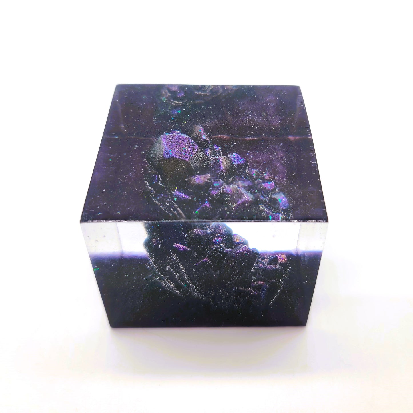 3" Resin Purple Crystal Quartz Cluster Cube