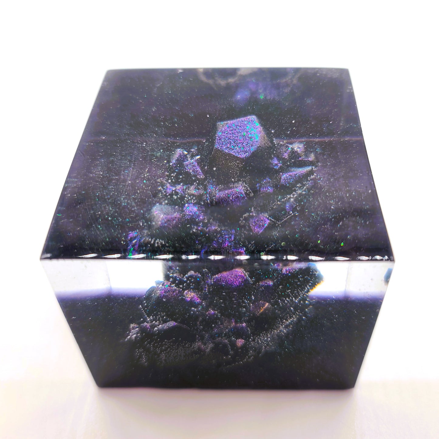 3" Resin Purple Crystal Quartz Cluster Cube