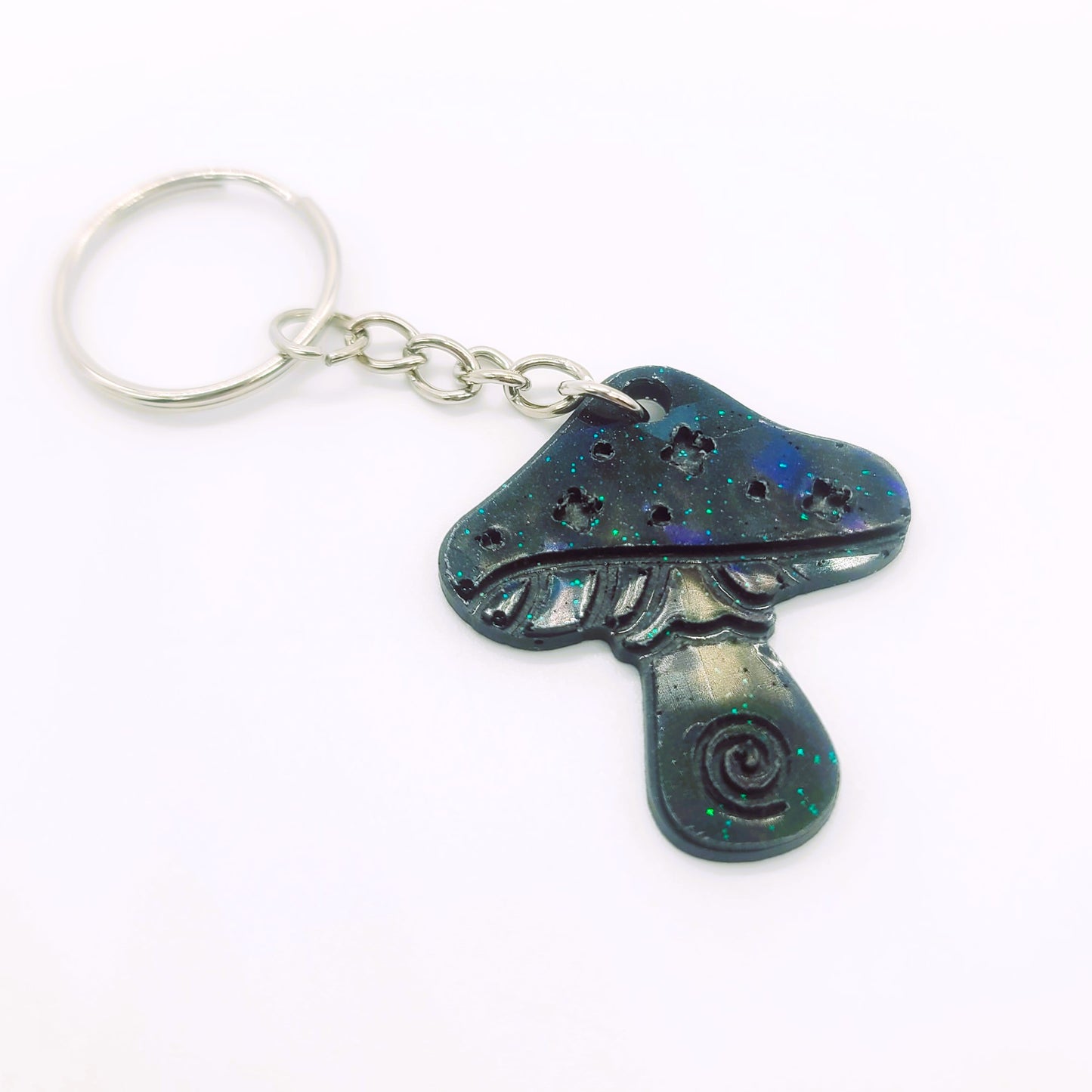 Holographic Mushroom Shaped Key Chain - Eco-Friendly Resin