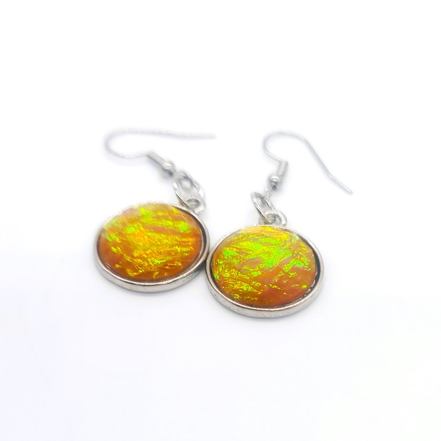 Yellow Opal (like) Sparkle Pendant Earrings