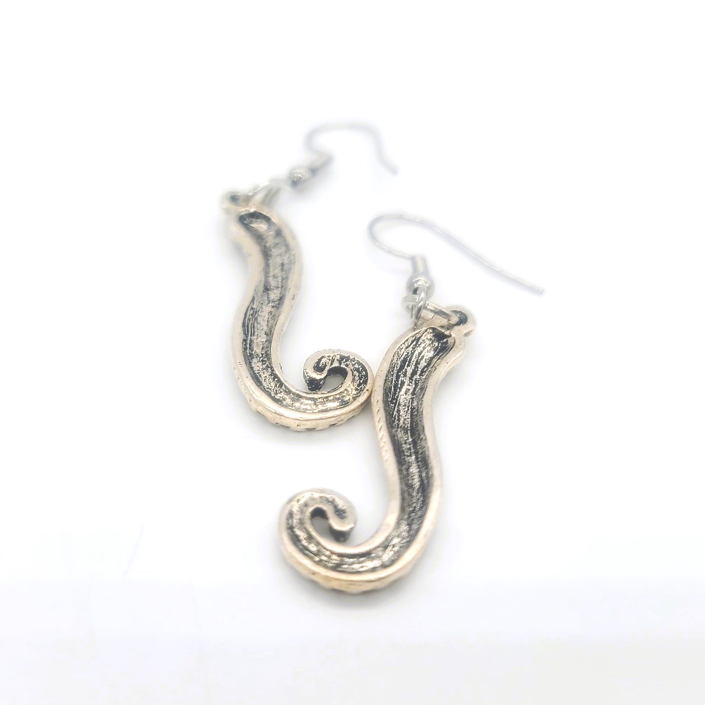 Silver Octopus Tentacle Pendant Earrings
