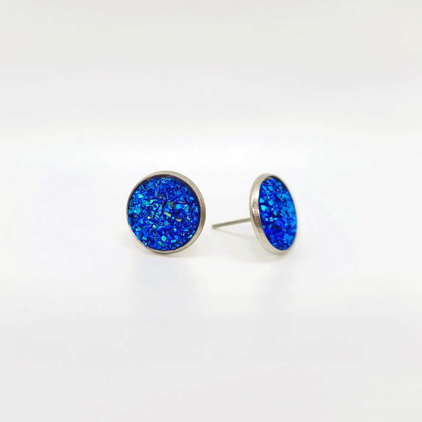 Handcrafted Iridescent Druzy Stone Post Earrings