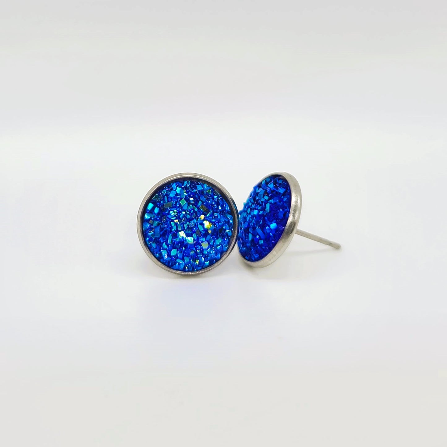 Handcrafted Iridescent Druzy Stone Post Earrings