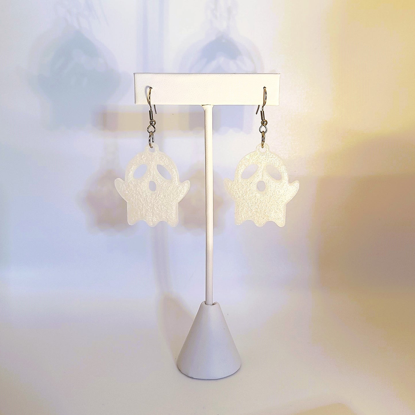 Holographic Spooky Halloween Ghost Earrings - Eco-Friendly Resin