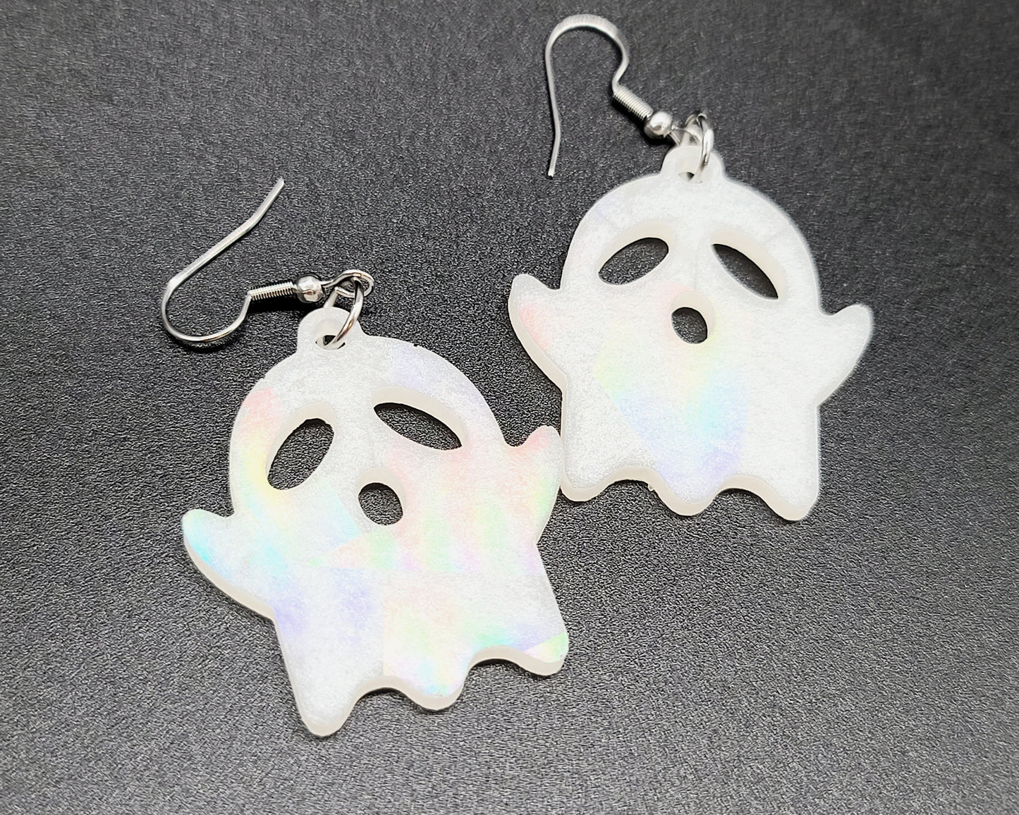 Holographic Spooky Halloween Ghost Earrings - Eco-Friendly Resin