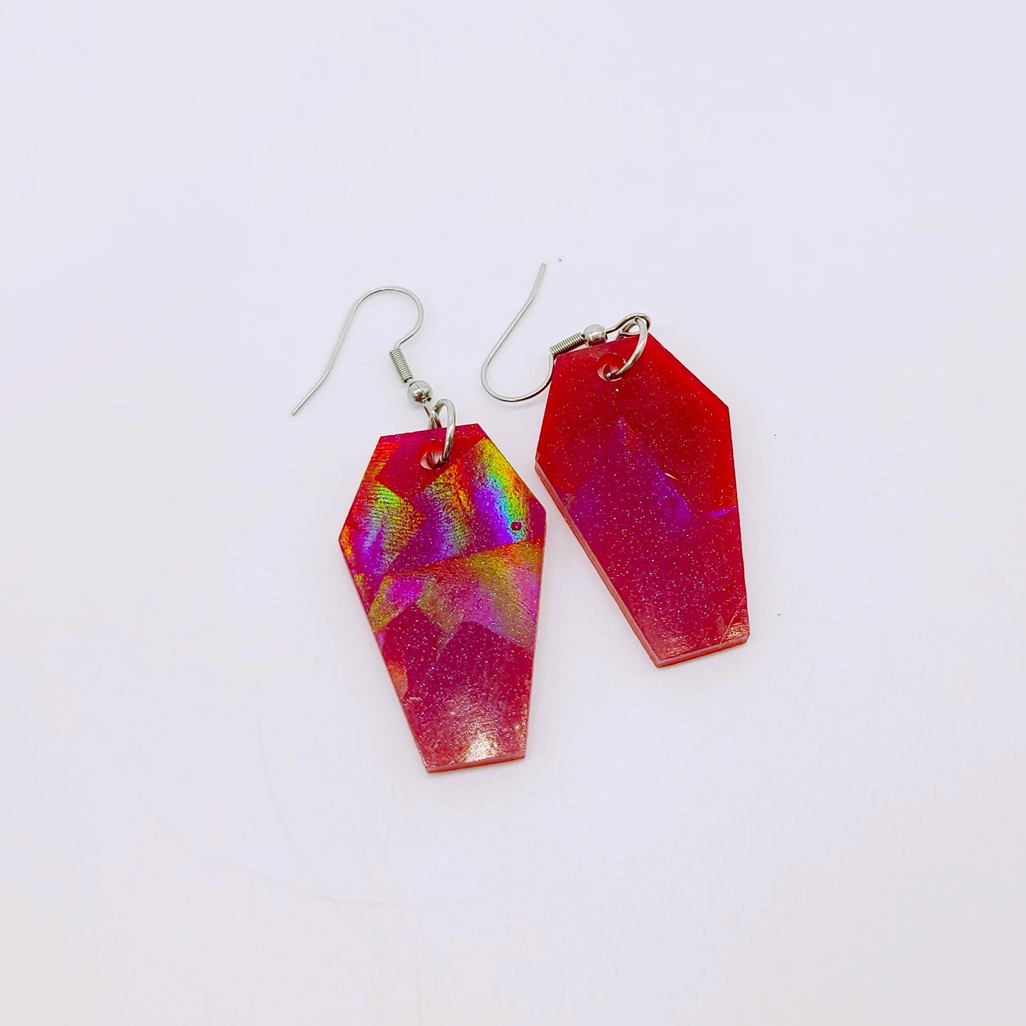 Holographic Halloween Coffin Earrings - Eco-Friendly Resin