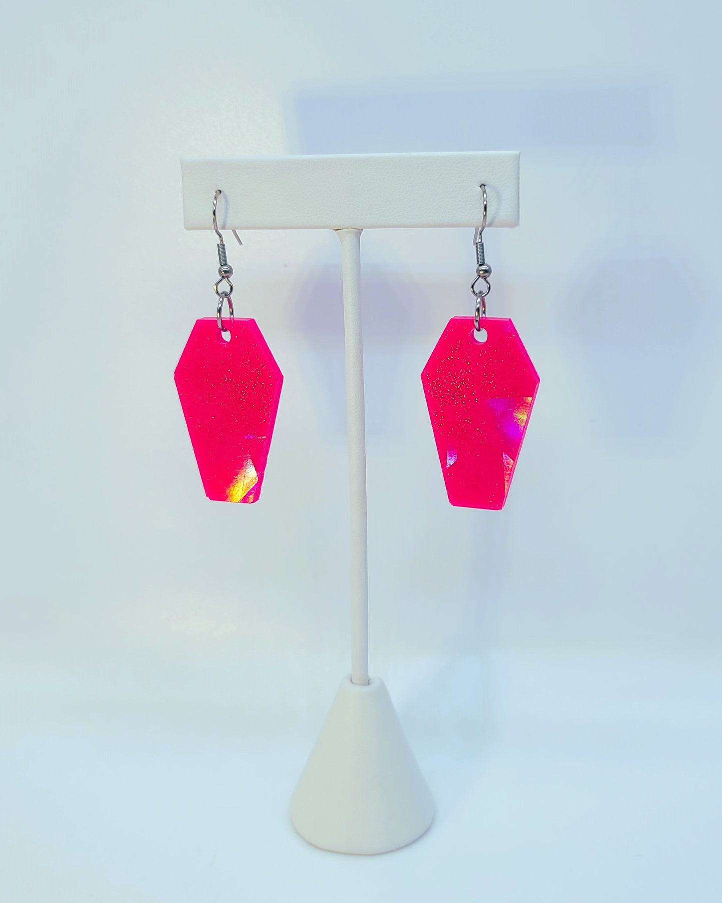 Holographic Halloween Coffin Earrings - Eco-Friendly Resin