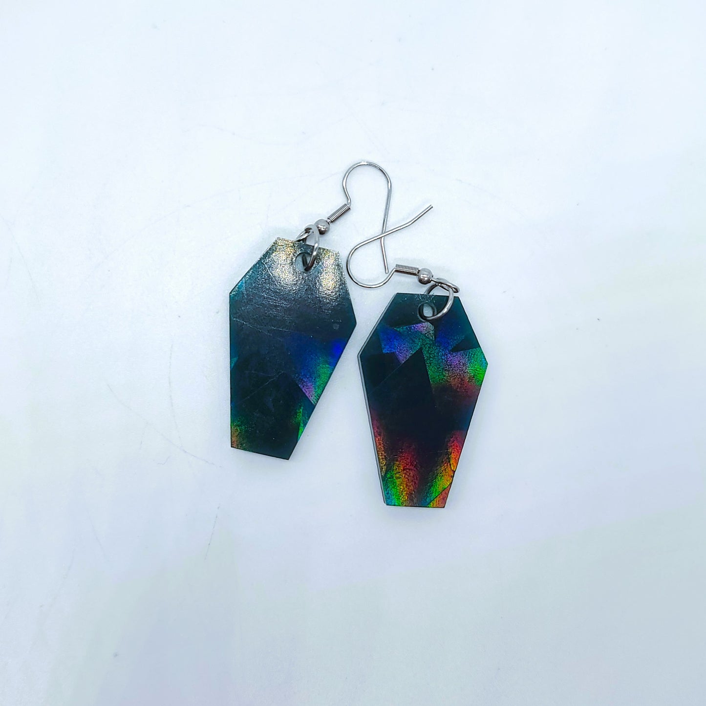 Holographic Halloween Coffin Earrings - Eco-Friendly Resin