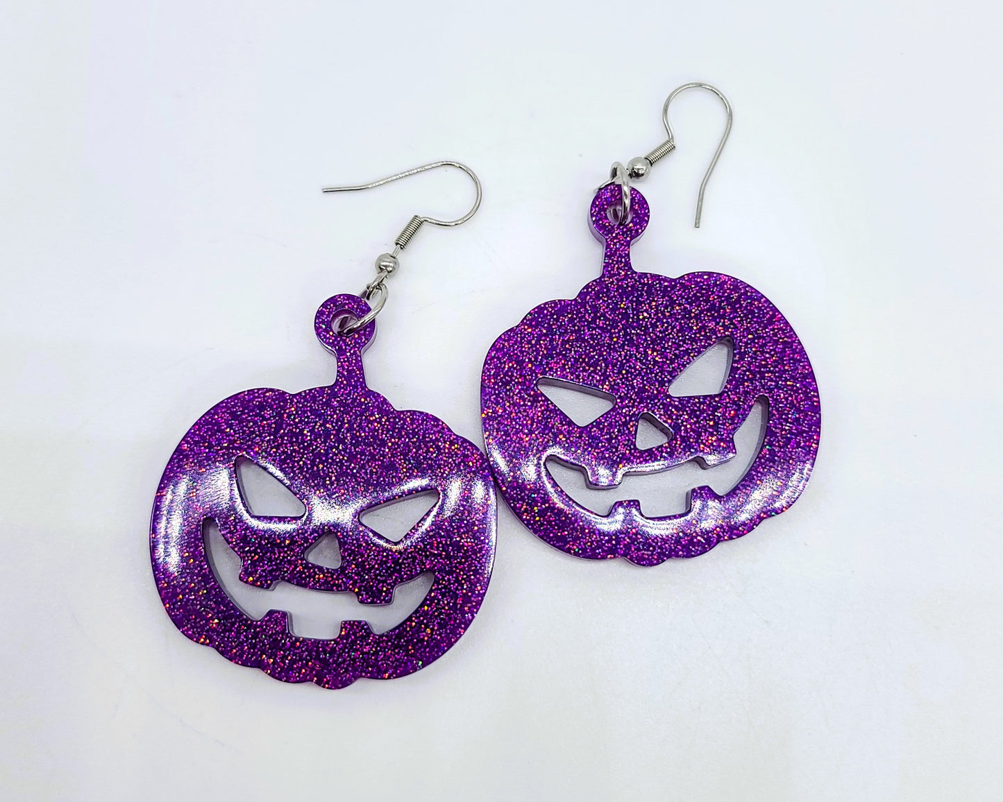 Spooky Halloween Pumpkin Jack-O-Lantern Earrings - Eco-Friendly Resin