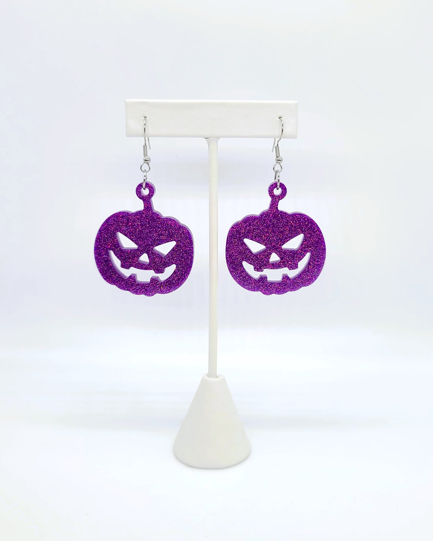 Spooky Halloween Pumpkin Jack-O-Lantern Earrings - Eco-Friendly Resin