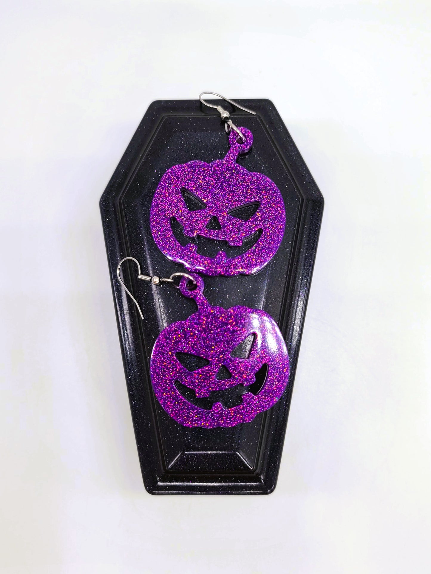 Spooky Halloween Pumpkin Jack-O-Lantern Earrings - Eco-Friendly Resin