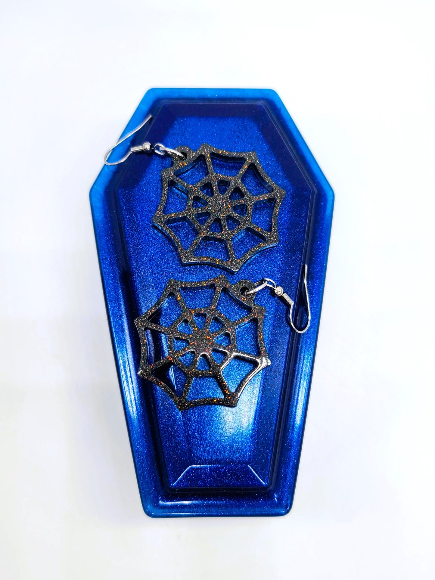 Spooky Halloween Spiderweb Earrings - Eco-Friendly Resin