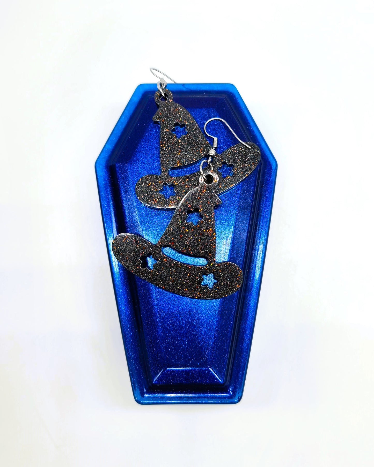 Spooky Halloween Witch Hat Earrings - Eco-Friendly Resin