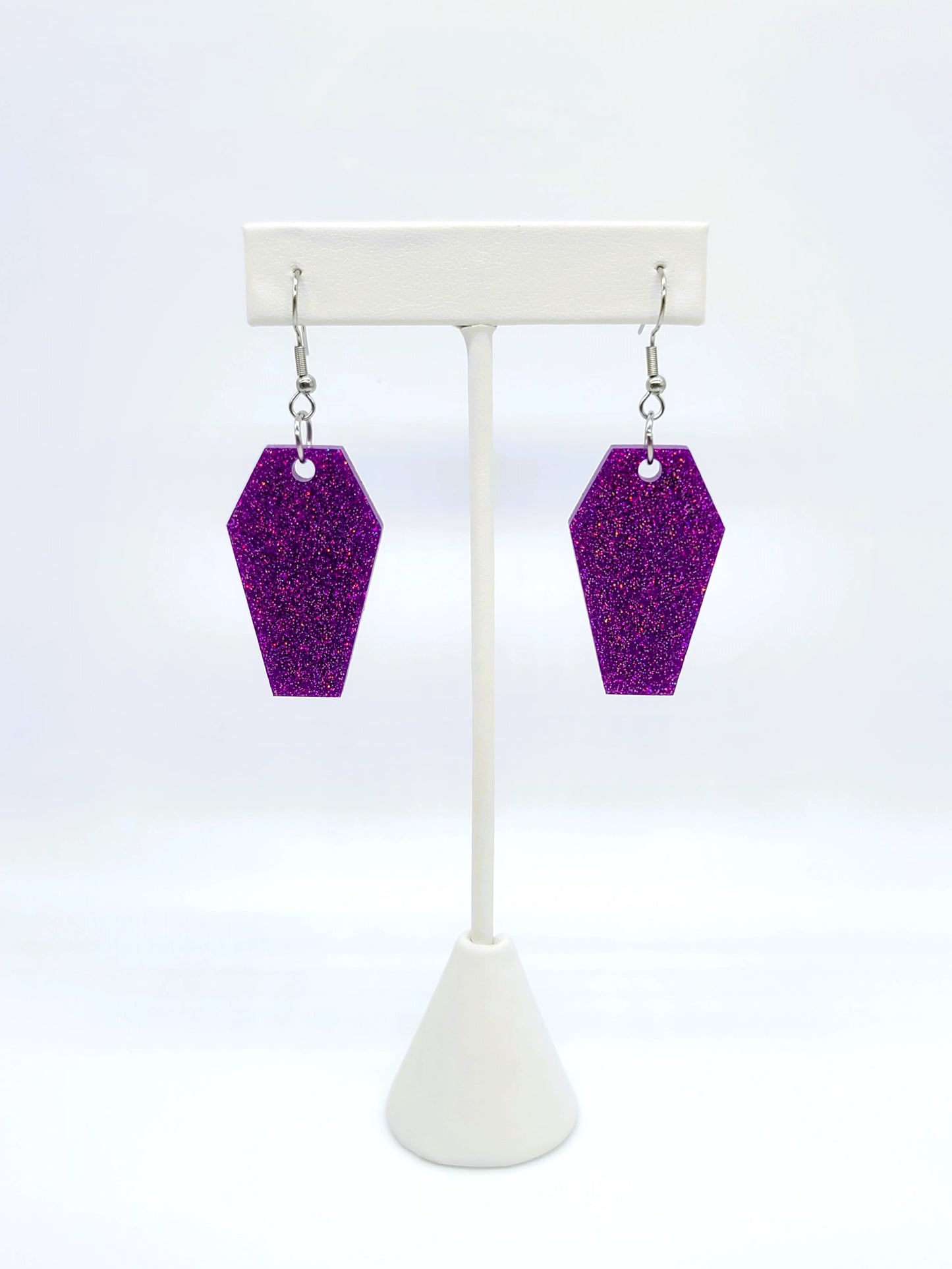 Holographic Halloween Coffin Earrings - Eco-Friendly Resin