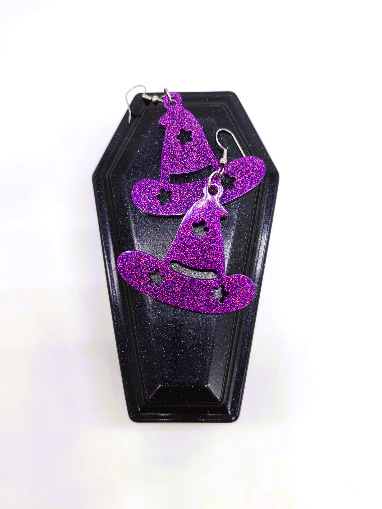 Spooky Halloween Witch Hat Earrings - Eco-Friendly Resin
