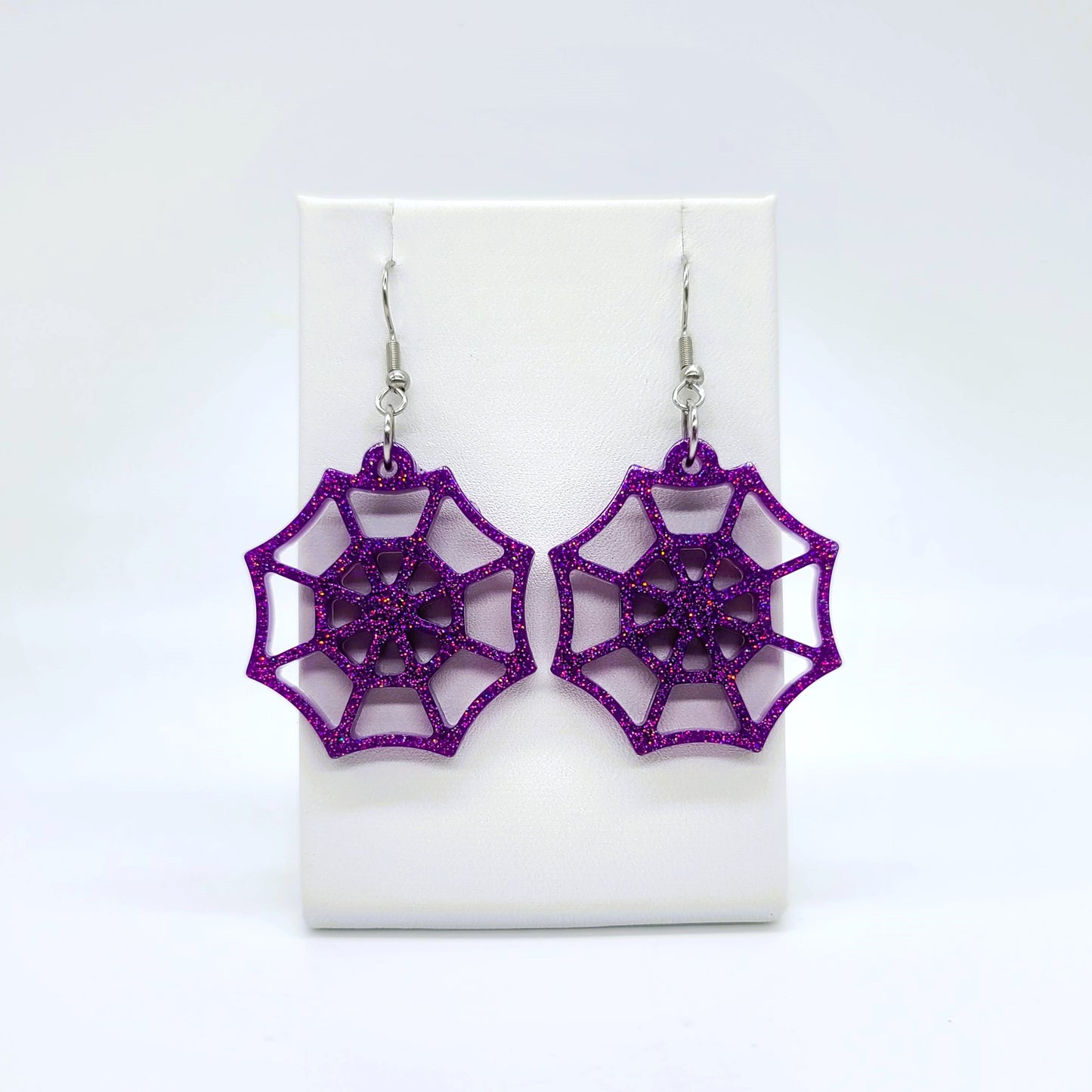 Spooky Halloween Spiderweb Earrings - Eco-Friendly Resin