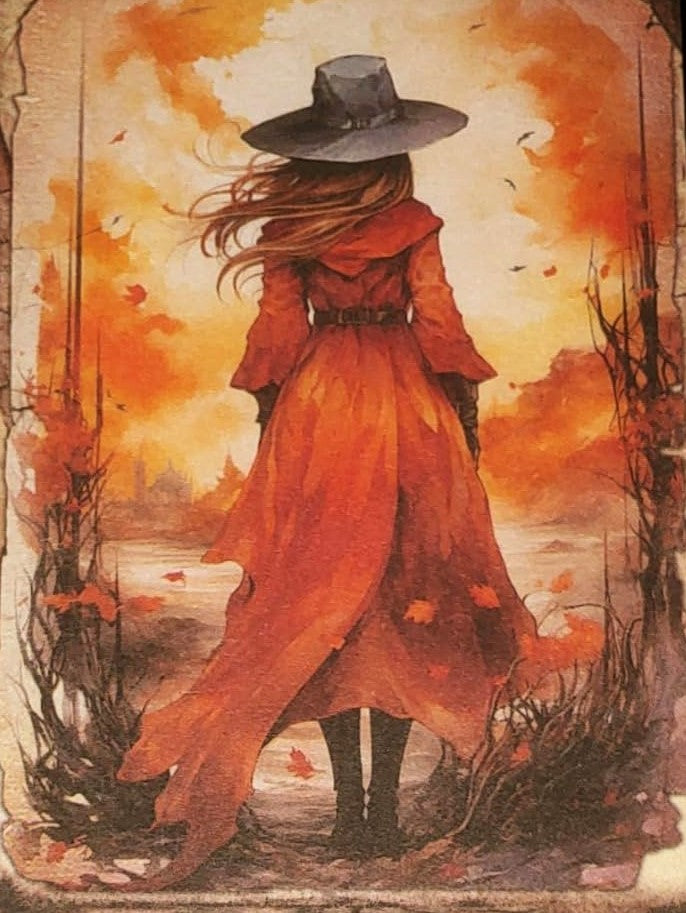 Fiery Red Witches-Set of 10 4" x 6" Decoupage Wood Panels