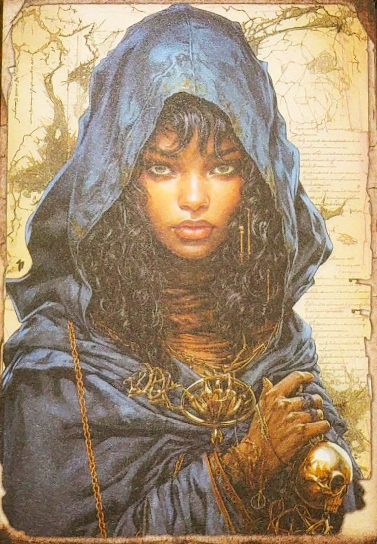 Blue Witches - Set of 10 4" x 6" Decoupage Wood Wall Panels