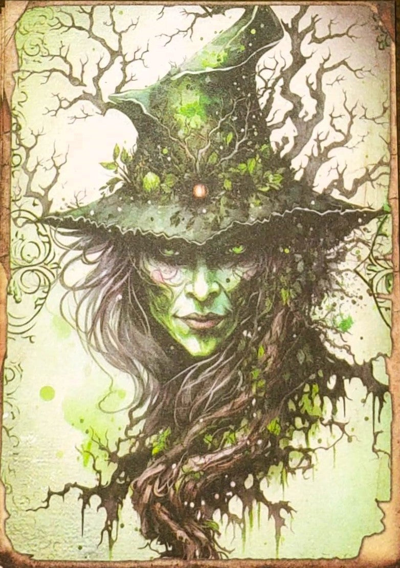 Forest Green Witches-Set of 10 4 "x 6" Decoupage Wood Panels