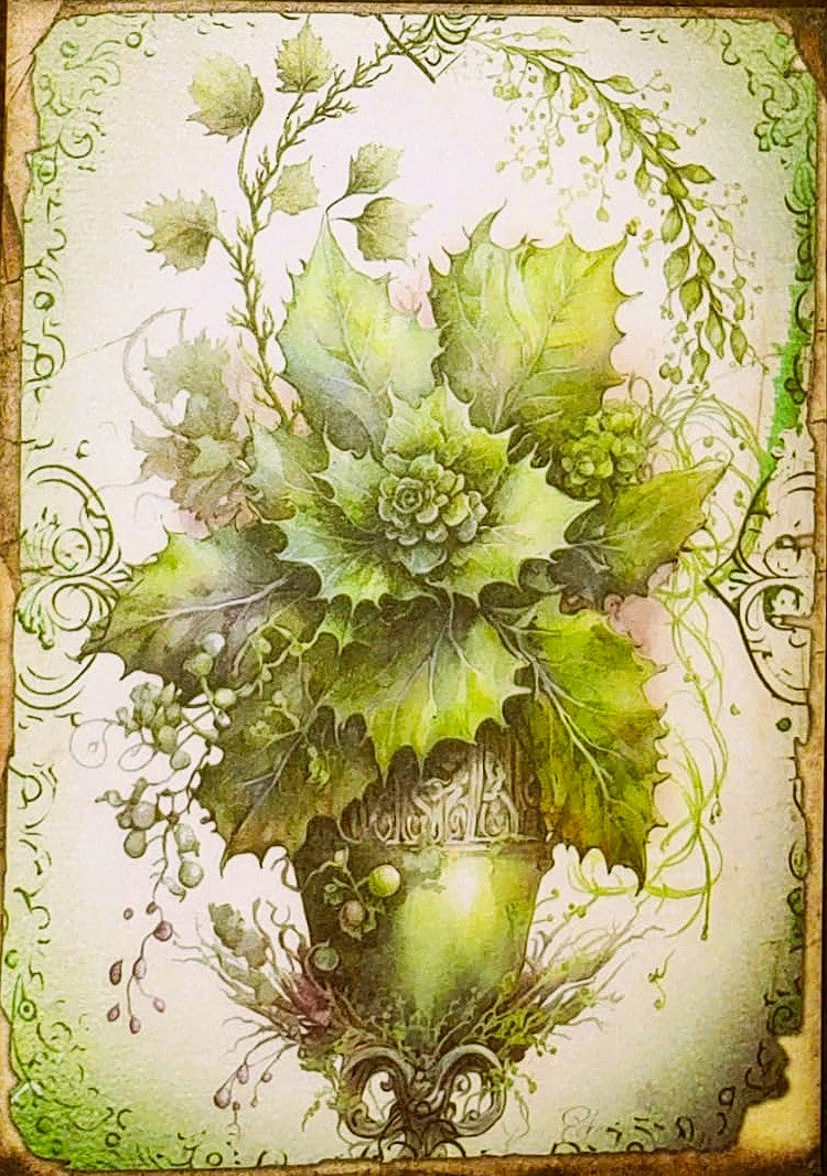 Forest Green Witches-Set of 10 4 "x 6" Decoupage Wood Panels