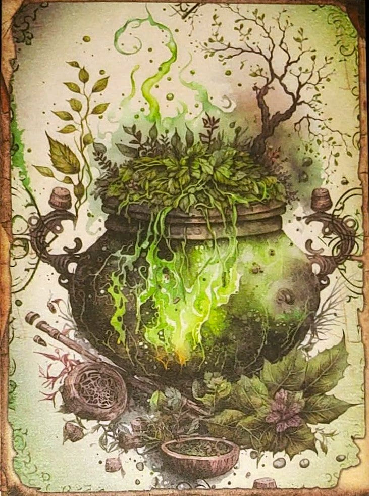 Forest Green Witches-Set of 10 4 "x 6" Decoupage Wood Panels