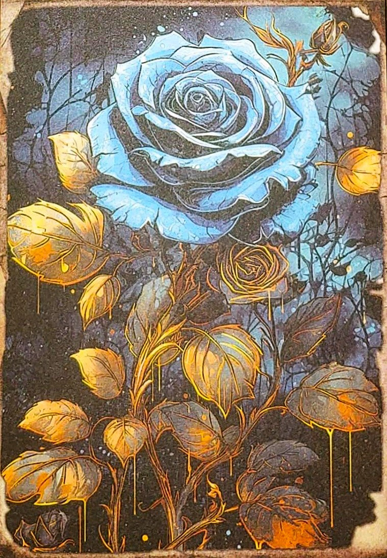 Blue Witches - Set of 10 4" x 6" Decoupage Wood Wall Panels