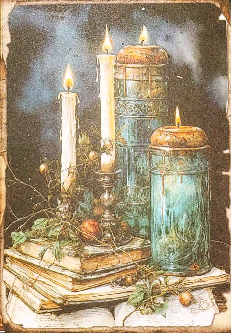 Blue Witches - Set of 10 4" x 6" Decoupage Wood Wall Panels
