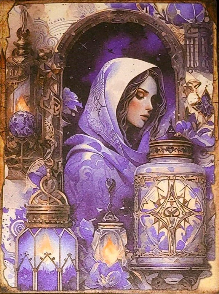 Purple Witches - Set of 10 4" x 6" Decoupage Wood Wall Panels