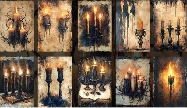 Spooky Gothic Candle Halloween Greeting Card with Envelope