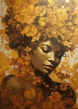 Golden African Queens - Set of 5 Decoupage Wood Wall Panels