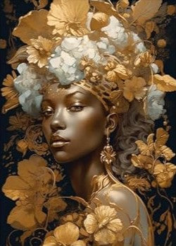 Golden African Queens - Set of 5 Decoupage Wood Wall Panels