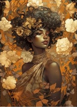 Golden African Queens - Set of 5 Decoupage Wood Wall Panels