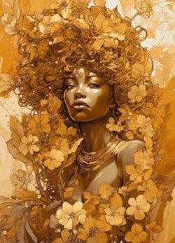 Golden African Queens - Set of 5 Decoupage Wood Wall Panels
