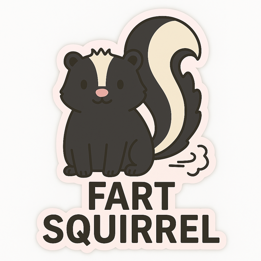 "FART SQUIRREL" Cute Funny Skunk Sticker