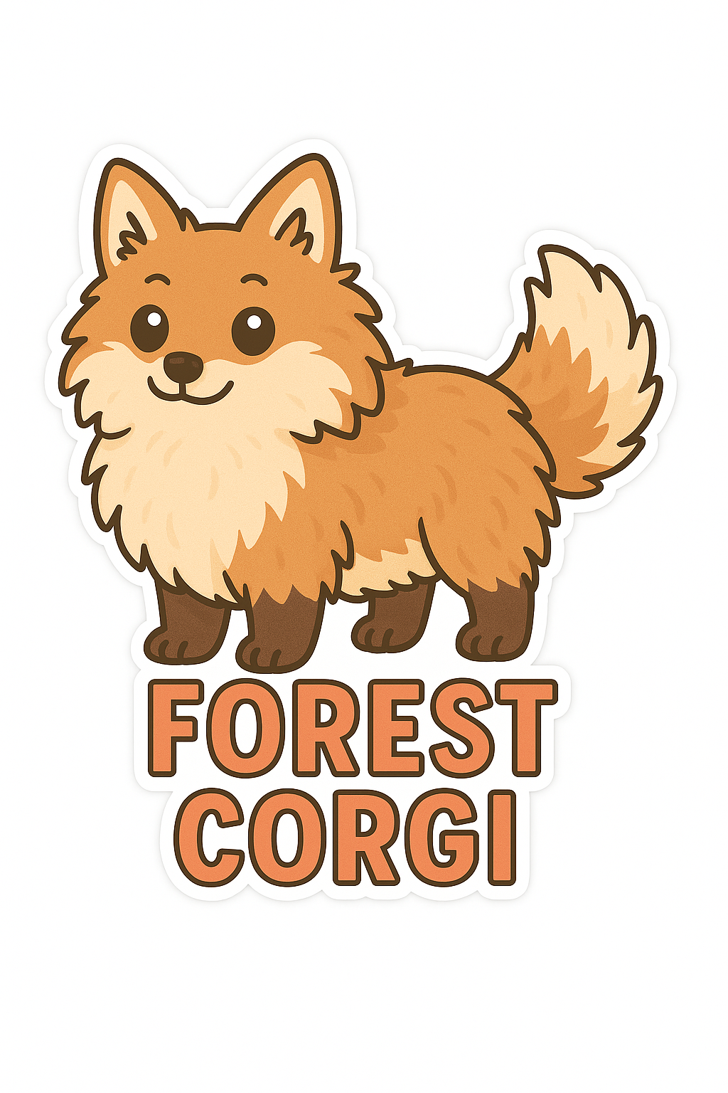 "FOREST CORGI" Cute Funny Red Fox Sticker