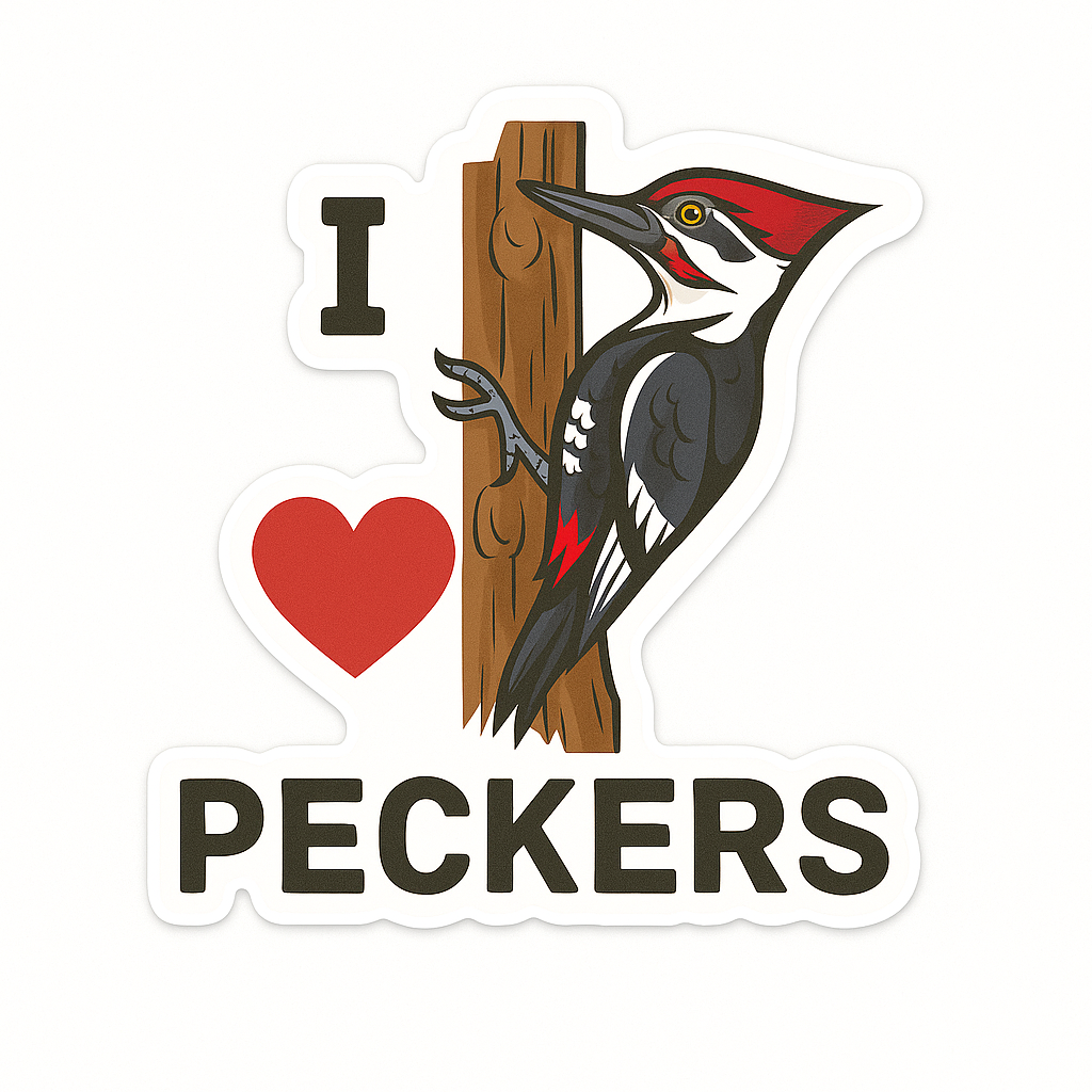 "I Love Peckers" Funny Sarcastic Woodpecker Sticker