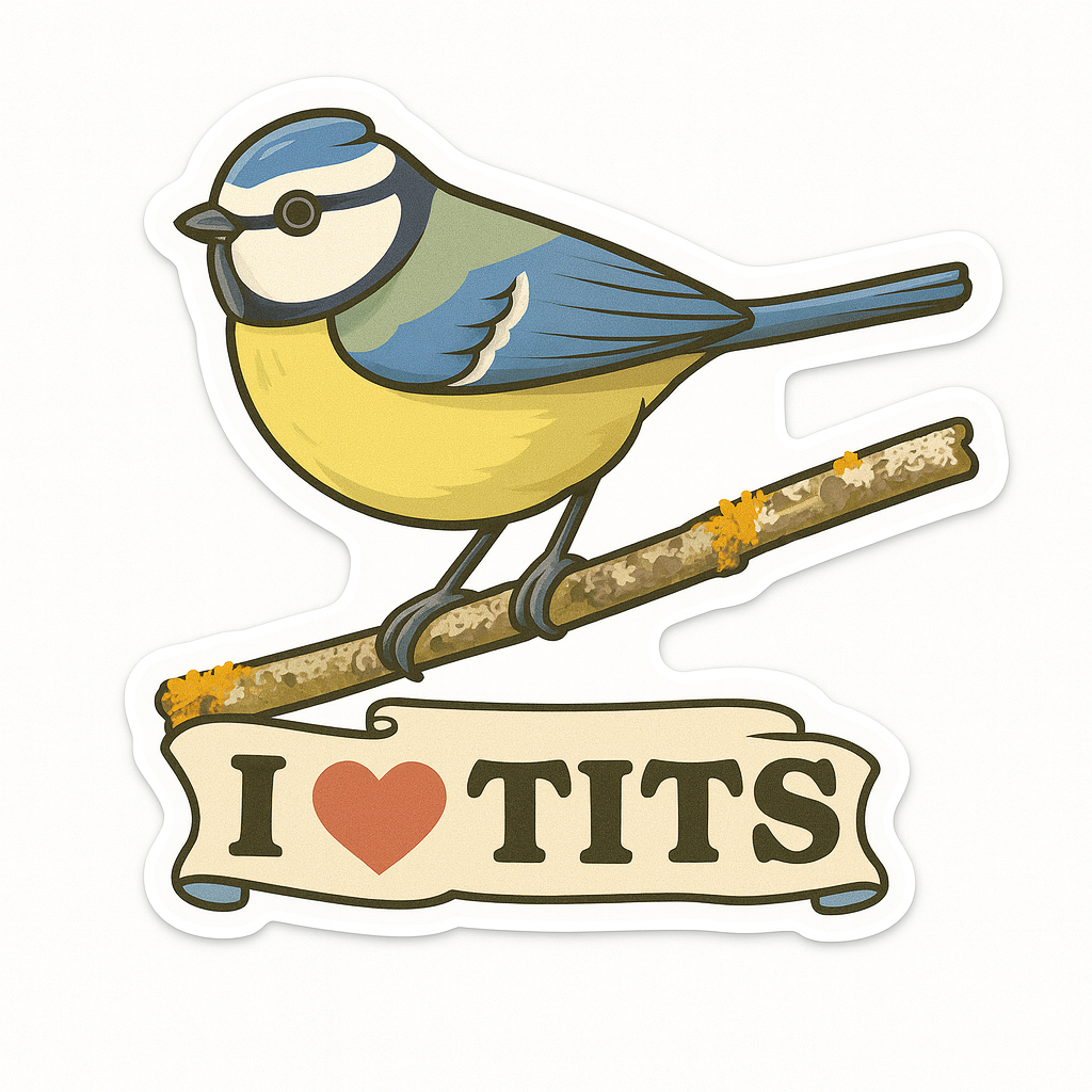 "I Love Tits" Funny Sarcastic Blue Tit Bird Sticker