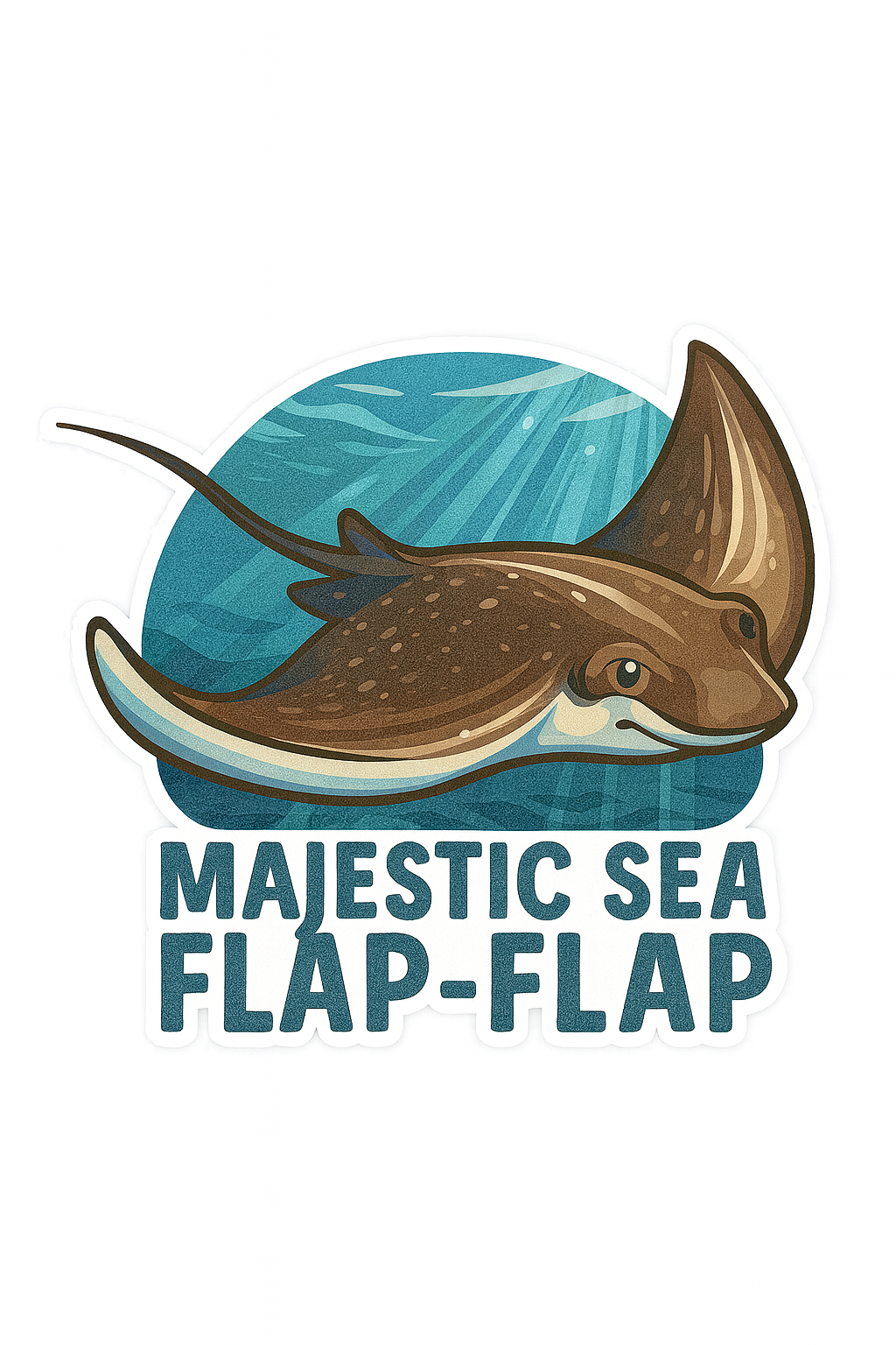 "MAJESTIC SEA FLAP-FLAP" Cute Funny Sting Ray Sticker