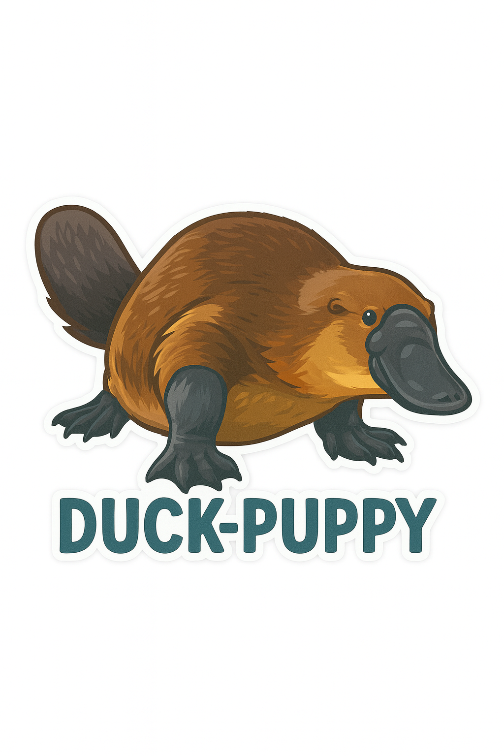 "DUCK-PUPPY" Cute Funny Duck-Billed Platypus Sticker