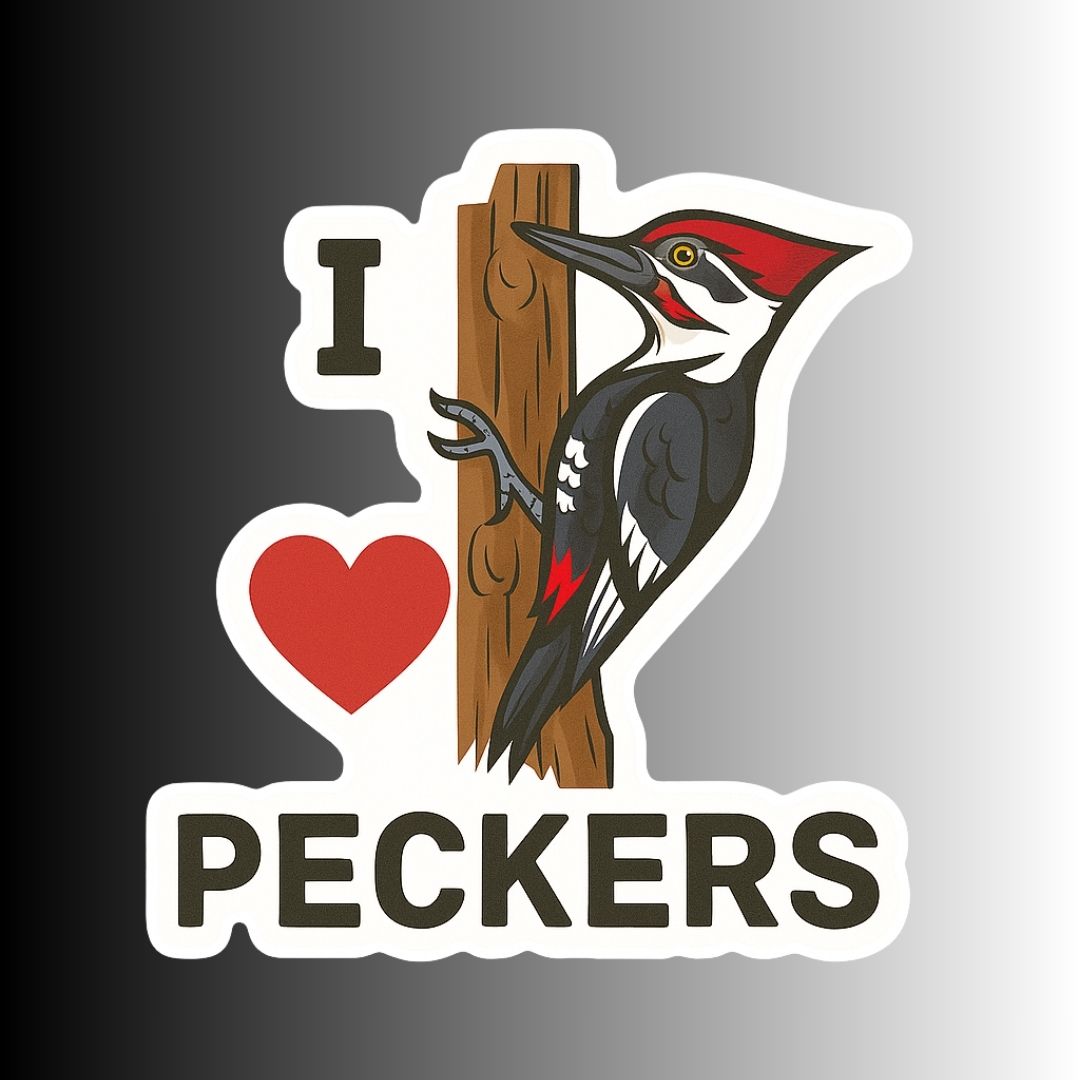 "I Love Peckers" Funny Sarcastic Woodpecker Sticker